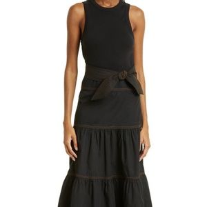 Veronica Beard Austyn Mixed Media Stretch Cotton Dress